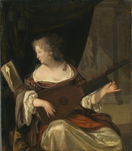 Teorbo veren kadın by Eglon van der Neer
